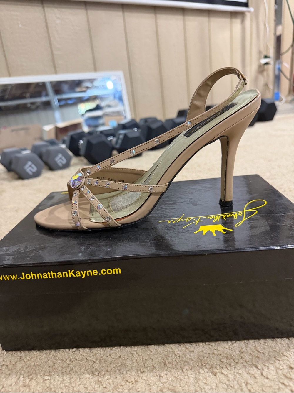 Johnathan Kayne Nude Crystal Embellished Slingback Heels - Picture 3 of 6